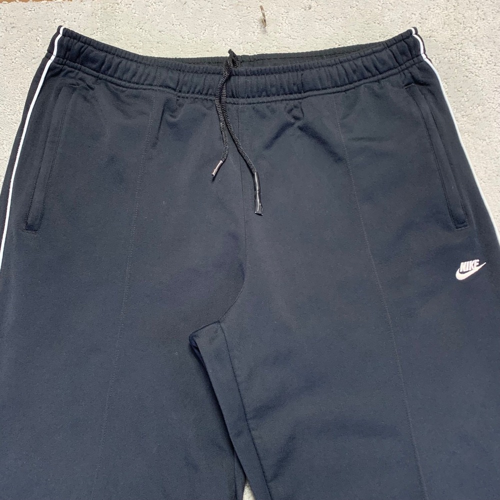 Vintage Track Pants Size Large Black White Stripe Sweatpants Ankle Zip Y2k
